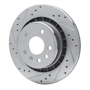 Saab 9-5 Brake Rotor (1) - Rear Left - R1 Concepts - Drilled & Slotted - Silver - `02-`10